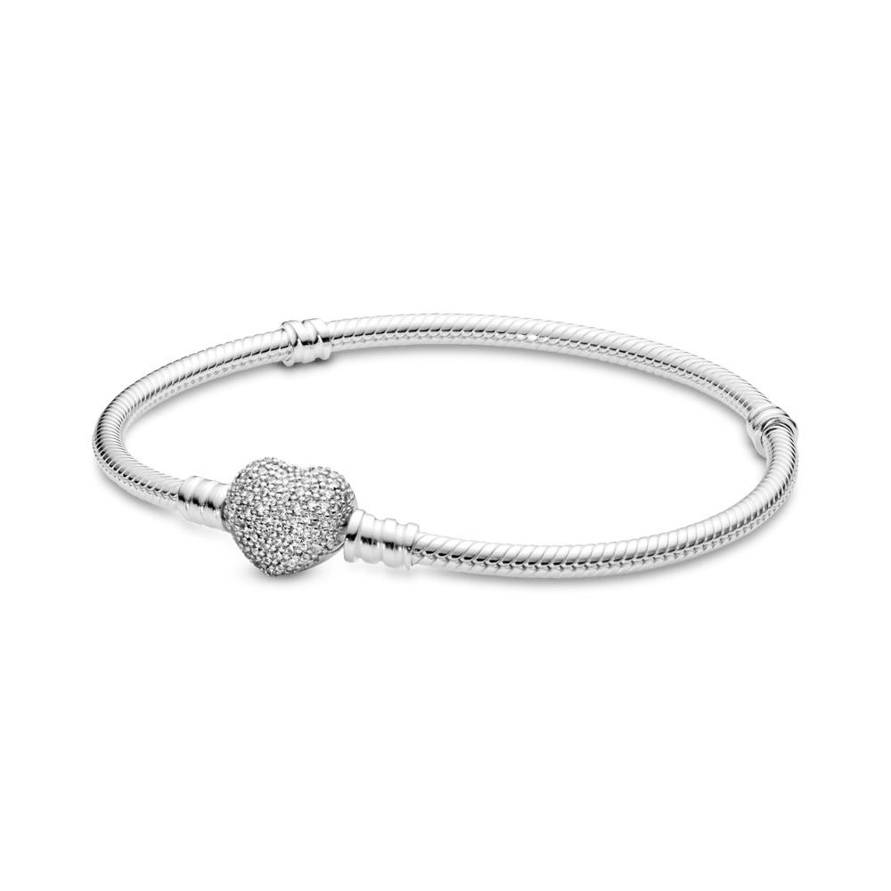 Bracelete Pandora Prata com Fecho Coração Brilhante | Prata 925