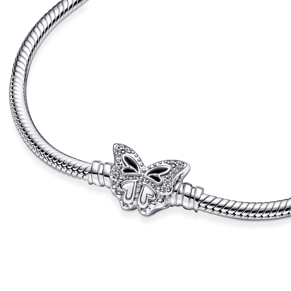 Bracelete Pandora de Prata em Trama e Fecho Borboleta | Prata 925