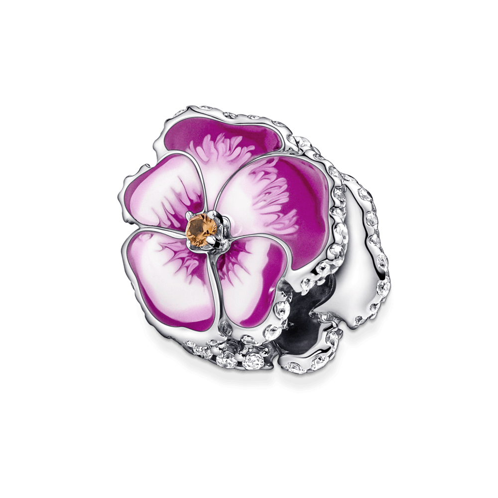 ✨ Charm Amor-Perfeito Rosa | Prata 925