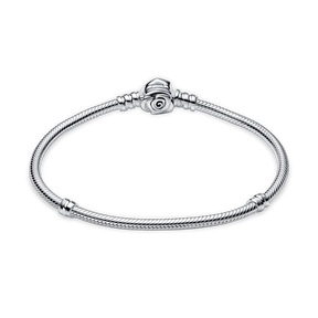 Bracelete Pandora de Prata em Trama com Fecho de Rosa | Prata 925