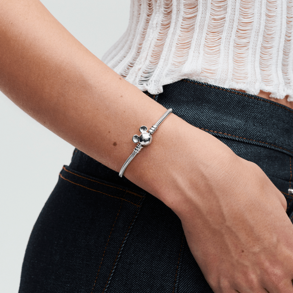 Bracelete Pandora Prata Disney Fecho Silhueta Mickey Mouse | Prata 925