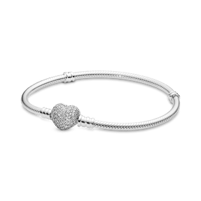 Bracelete Pandora Prata com Fecho Coração Brilhante | Prata 925