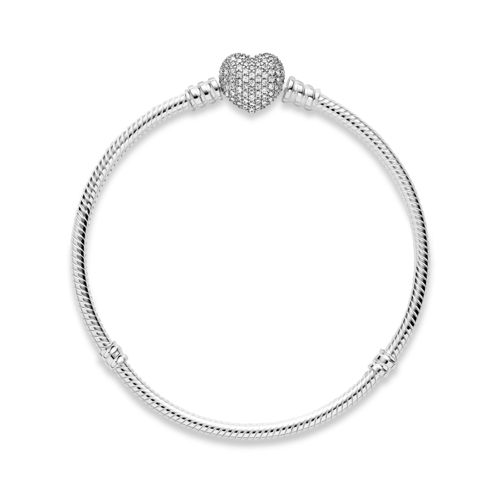 Bracelete Pandora Prata com Fecho Coração Brilhante | Prata 925