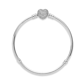 Bracelete Pandora Prata com Fecho Coração Brilhante | Prata 925