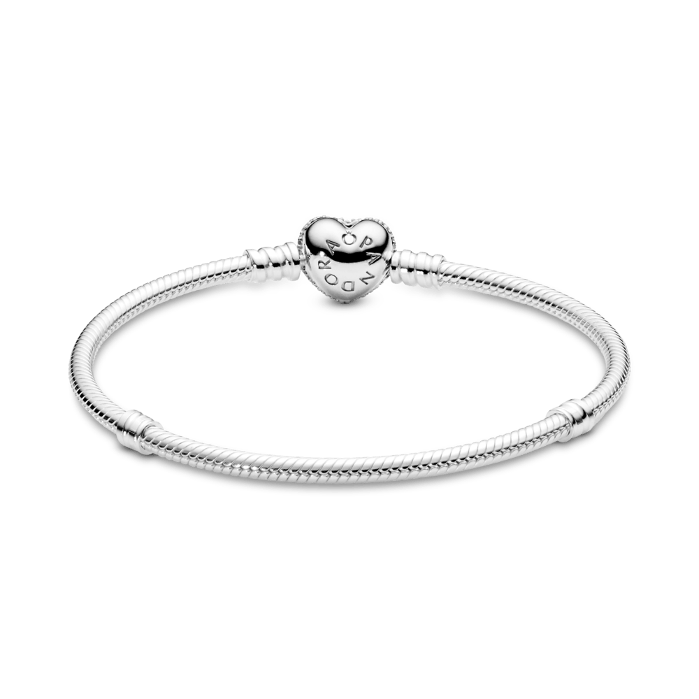 Bracelete Pandora Prata com Fecho Coração Brilhante | Prata 925