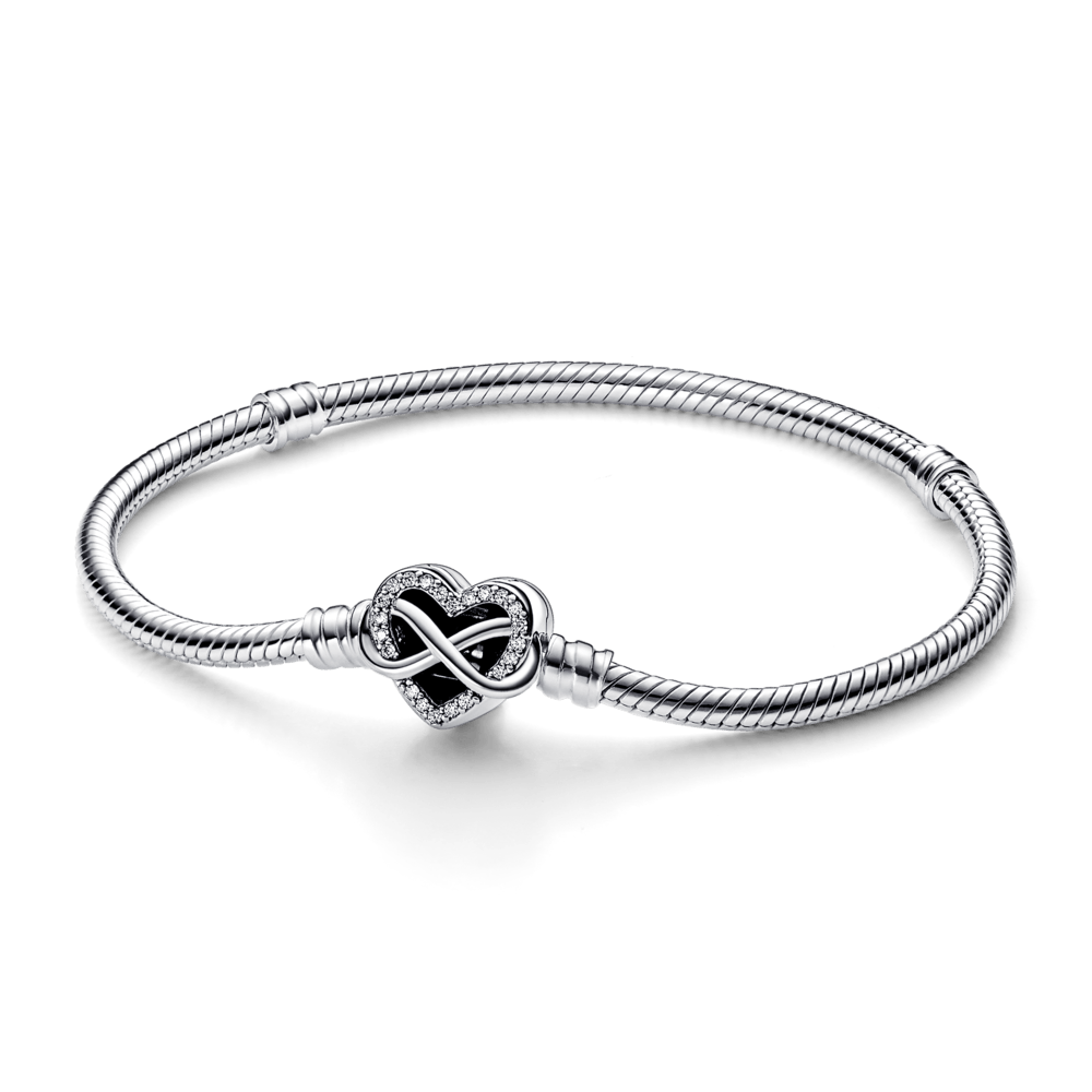Bracelete Pandora em Prata com Fecho Coração Infinito Brilhante | Prata 925