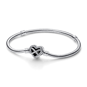 Bracelete Pandora em Prata com Fecho Coração Infinito Brilhante | Prata 925