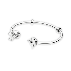 Bracelete Pandora Rigido Aberto do Mickey e da Minnie | Prata 925