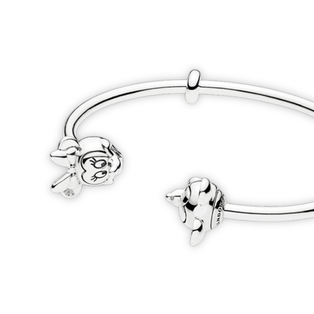 Bracelete Pandora Rigido Aberto do Mickey e da Minnie | Prata 925