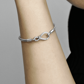 Bracelete Pandora de Prata em Trama e Fecho Símbolo do Infinito | Prata 925