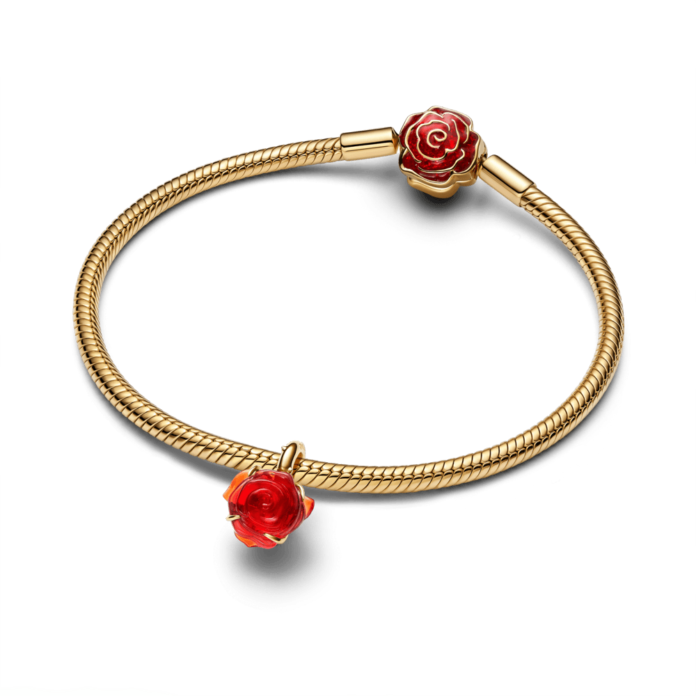 ✨ Charm Pendente Disney Rosa de a Bela e a Fera | Prata 925