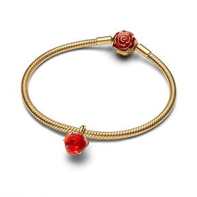 ✨ Charm Pendente Disney Rosa de a Bela e a Fera | Prata 925