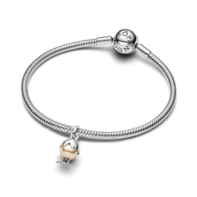 ✨ Charm Pendente Ovo e Pintinho em Dois Tons | Prata 925