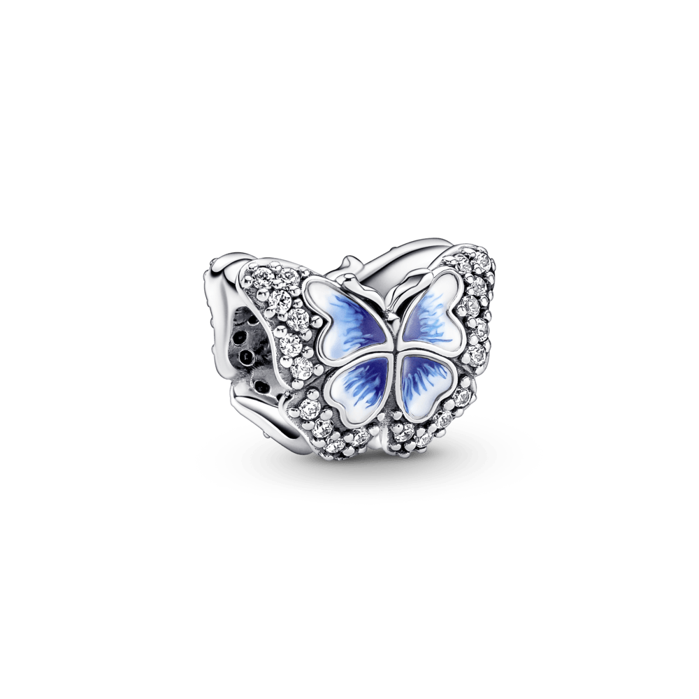 ✨ Charm Prata Borboleta Azul Brilhante | Prata 925