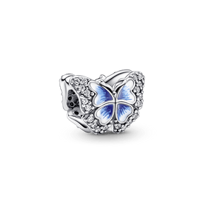 ✨ Charm Prata Borboleta Azul Brilhante | Prata 925