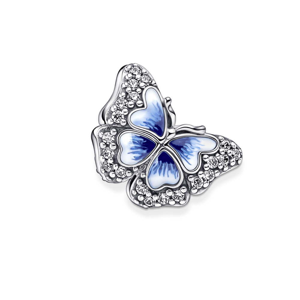✨ Charm Prata Borboleta Azul Brilhante | Prata 925