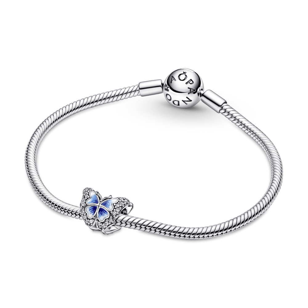 ✨ Charm Prata Borboleta Azul Brilhante | Prata 925