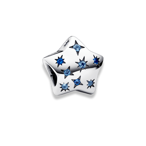 ✨ Charm Prata Estrela Brilhante Azul em Pavé | Prata 925