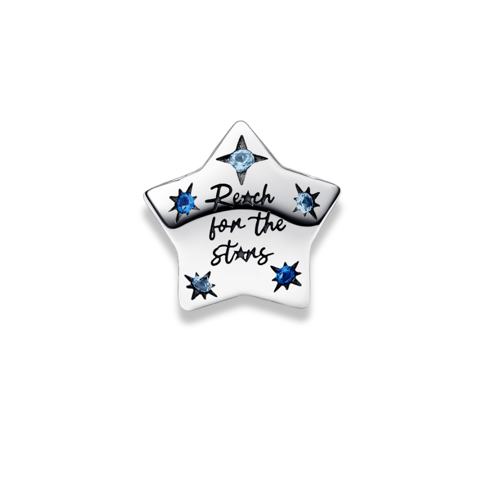 ✨ Charm Prata Estrela Brilhante Azul em Pavé | Prata 925