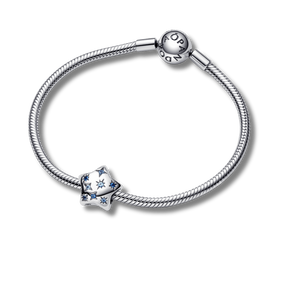 ✨ Charm Prata Estrela Brilhante Azul em Pavé | Prata 925
