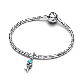 ✨ Charm Prata Pendente Espinha De Peixe Azul Turquesa | Prata 925